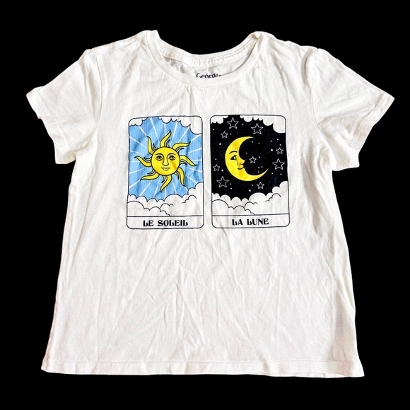 George White Tarot Card Graphic T-Shirt | Sun & Moon Tee – Medium - Picture 1 of 3